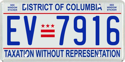 DC license plate EV7916