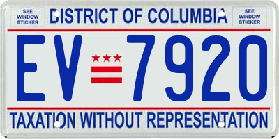 DC license plate EV7920