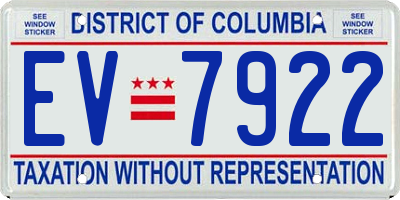DC license plate EV7922
