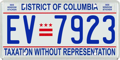 DC license plate EV7923