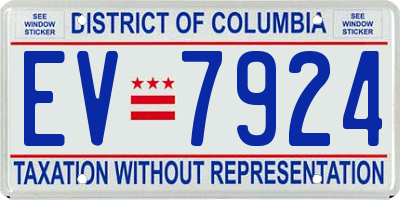 DC license plate EV7924