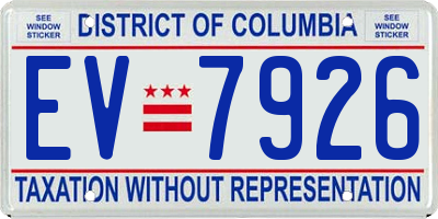 DC license plate EV7926