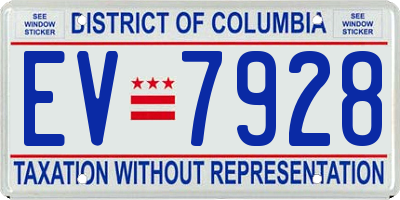 DC license plate EV7928