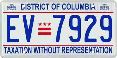 DC license plate EV7929