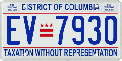 DC license plate EV7930