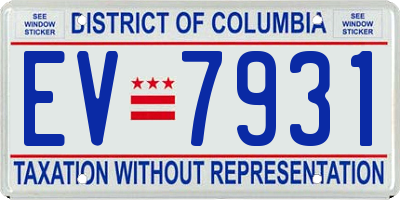DC license plate EV7931