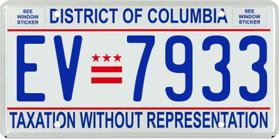 DC license plate EV7933