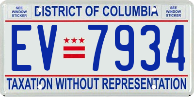 DC license plate EV7934