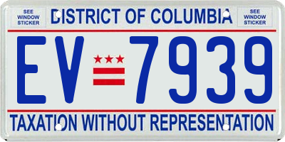 DC license plate EV7939