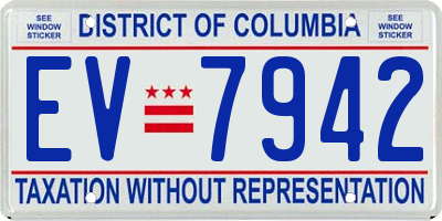 DC license plate EV7942