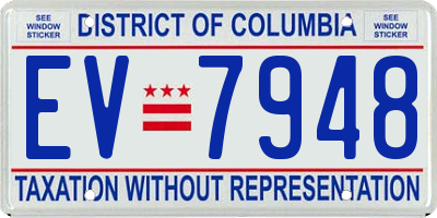 DC license plate EV7948