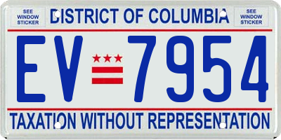 DC license plate EV7954
