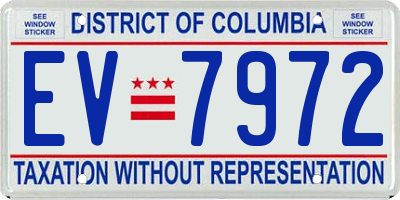 DC license plate EV7972