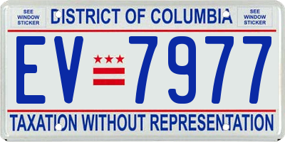 DC license plate EV7977