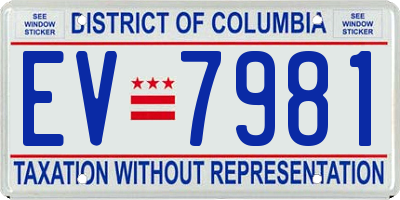 DC license plate EV7981