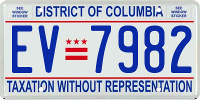 DC license plate EV7982
