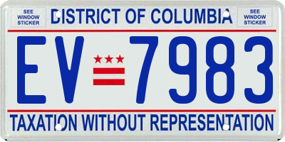 DC license plate EV7983
