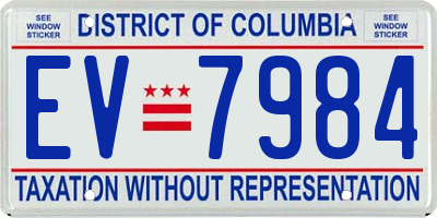 DC license plate EV7984