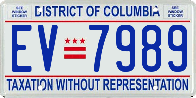 DC license plate EV7989