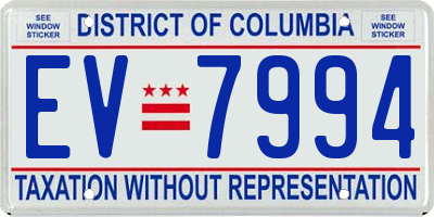 DC license plate EV7994