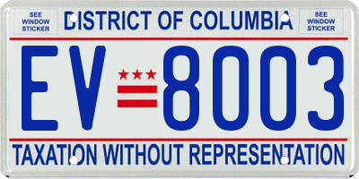 DC license plate EV8003