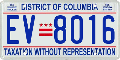 DC license plate EV8016
