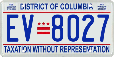 DC license plate EV8027