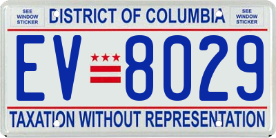 DC license plate EV8029