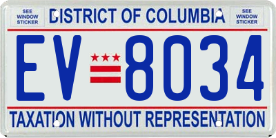 DC license plate EV8034