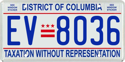 DC license plate EV8036