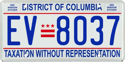 DC license plate EV8037