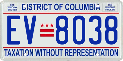 DC license plate EV8038
