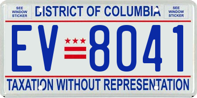 DC license plate EV8041