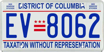 DC license plate EV8062