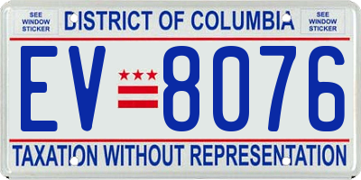 DC license plate EV8076