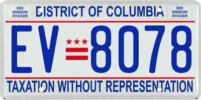 DC license plate EV8078