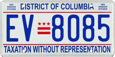DC license plate EV8085