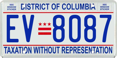 DC license plate EV8087