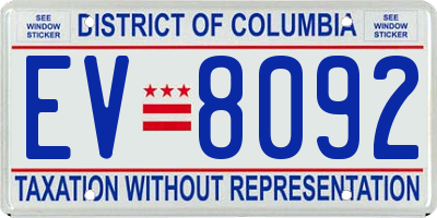 DC license plate EV8092