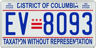 DC license plate EV8093