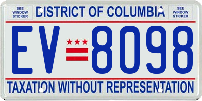 DC license plate EV8098
