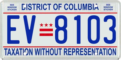 DC license plate EV8103