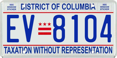 DC license plate EV8104
