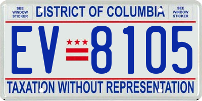 DC license plate EV8105