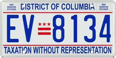 DC license plate EV8134