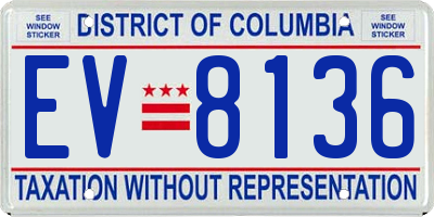 DC license plate EV8136