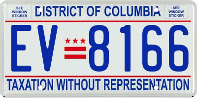 DC license plate EV8166