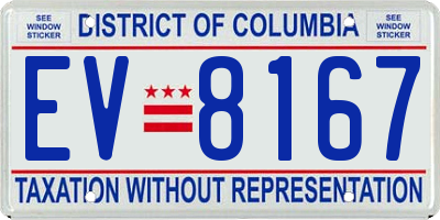 DC license plate EV8167