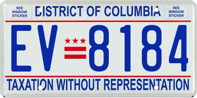 DC license plate EV8184