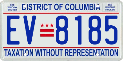 DC license plate EV8185